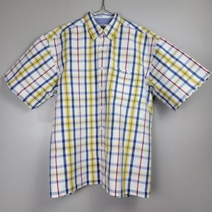 Larro Men's Shirt Plaid Multicol Short Sleeve, Button Down Heavy Cotton Size XL.